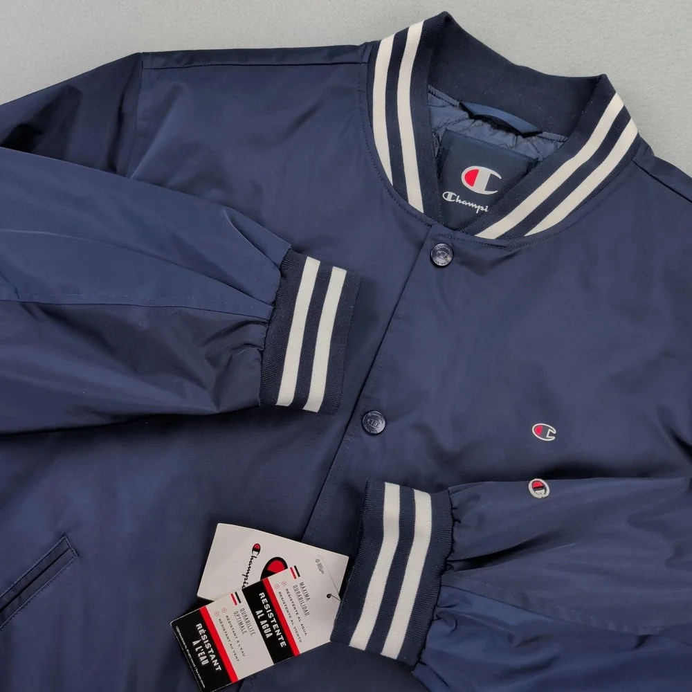 Champion Jacket Mens 2XL Navy‎ Varsity Water Resistant Quilted Lined Bomber